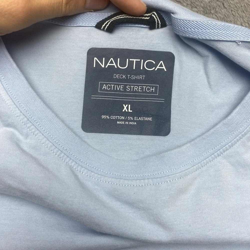 Nautica TShirt Men's Size XL Light Blue Pocket Tee Active Stretch Short Sleeve